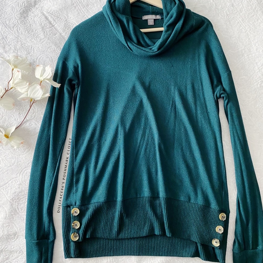 Peace & Pearls Teal Cowl Neck Tunic Knit Top